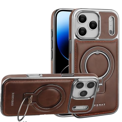 Étui iPhone 17 cuir MagSafe antichoc avec support intégré marron foncé