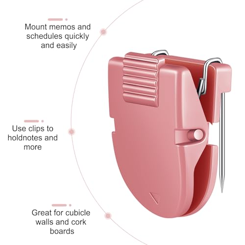 Image of Feifeiya 15 Pcs Cubicle Clips for Fabric Panels,Pink | Office Partition Wall Clips, 40-sheet Capacity for Notes Photos Memos, Metal Spring, Fits Cubicle Fabric Accessories