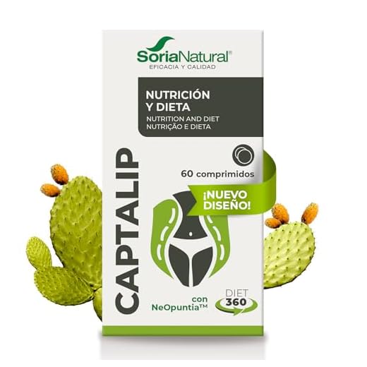 Soria Natural Captalip - NeOpuntia polvo de Opuntia - Ayuda a Controlar la Absorción de Grasa - Complemento alimenticio natural - Control de peso y dieta limpia - 60 comprimidos