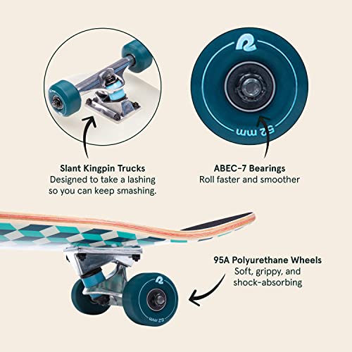 Image of Retrospec Alameda Skateboard Complete | Canadian Maple Wood Deck w / 5.5 Inch Aluminum Alloy Trucks for Commuting, Cruising, Carving & Downhill Riding