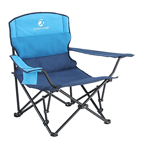 LET'S CAMP Folding Camping Chair, Portable, Blue, Steel Frame, 250LBS, Outdoor, Casual, Reclining, 1 Position, 12.59