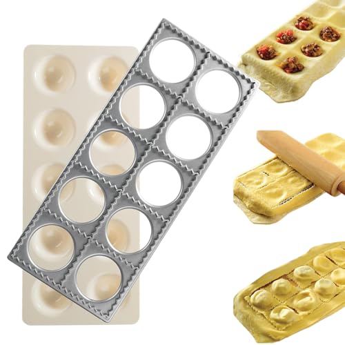 Molde para raviolis de plata con 10 agujeros para hacer pasta, máquina para hacer bolas de masa de 10 x 4, moldes para pasteles de mano resistentes de aleación conveniente, herramientas seguras para