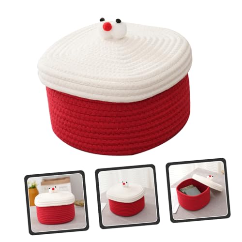 Panier de rangement en coton avec couvercle rouge petit format