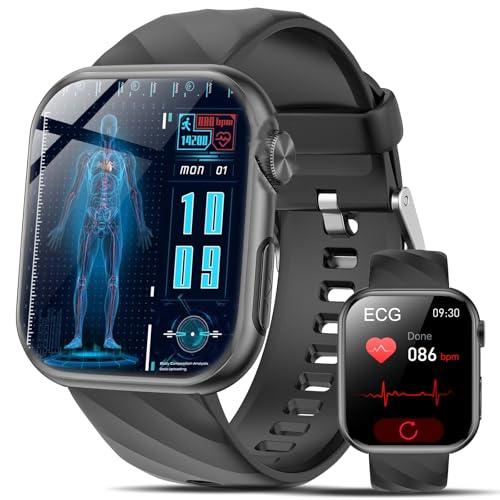 Lgnitek Smartwatch Herren Damen mit EKG+HRV/Harnsäure/BMI, 1,97'' AMOLED...