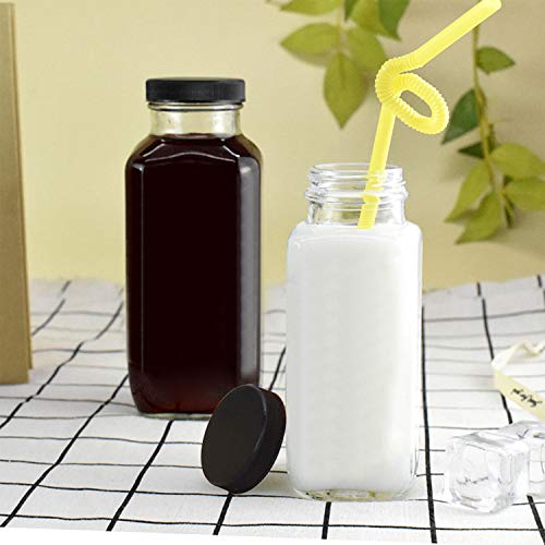 Encheng Vintage Water Bottles,Glass Drinking Bottles 16oz,Square Beverage 500ml With Lids For Kombucha,Tea,Glass Homemade Drinks,Travel Reusable Milk Juiceing 20Pack - Image 6