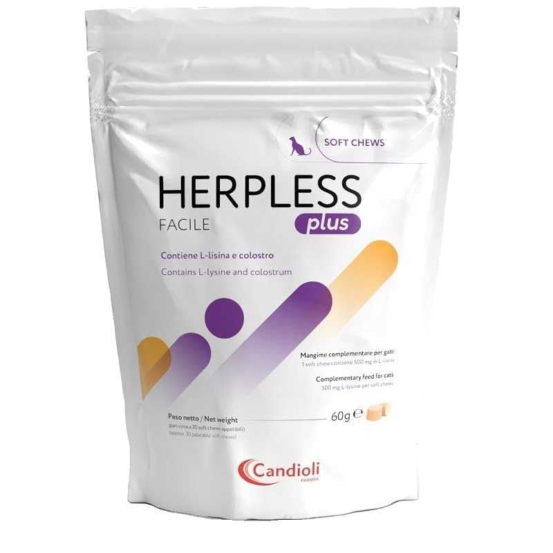 Herples Plus Facile, Integratore per Gatti, Bocconcini Morbidi, 30 Soft Chews, 60 gr