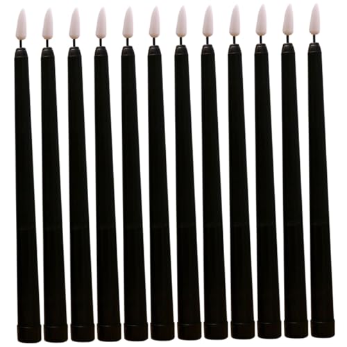 Bougies LED coniques noires sans flamme lot de 12 WOONEKY pour table