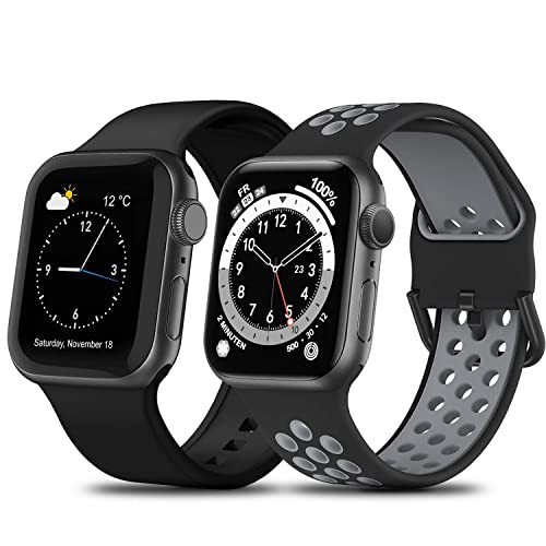 baklon 2 Pack Bracelet Compatible avec Apple Watch Bracelet 38mm 40mm 41mm 42mm 44mm 45mm, Bracelets en Silicone de Remplacement Compatible avec iWatch Se Series SE 7 6 5 4 3 2 1 Cover