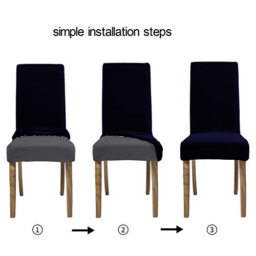Yeession Dining Room Chair Covers, Spandex Fabric Stretch Removable Washable Short Dining Chair Protector Cover Slipcover Set Of 2 (Navy Blue) #TOP2