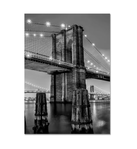 Affiche Pont de Brooklyn toile noir et blanc 50x70 cm pour décoration de chambre moderne
