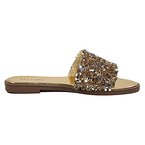EETTARO Women's Glitter Shiny Slide Sandals Sparkle Fancy Flat Slippers Slip-on Jeweled Shoes4