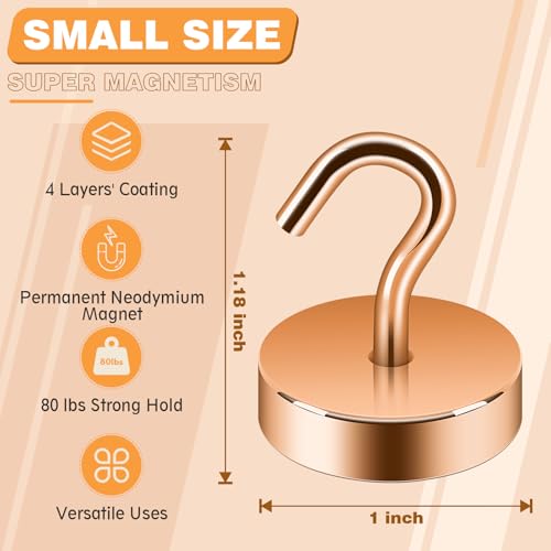 Image of Neosmuk Magnetic Hooks Steel Tube Design for Cruise,80lb+ Bronze,10 Pack