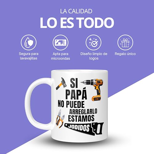 Miniatura 6 de La Casa De Las Tazas Taza Para Papá - Regalos Originales Día Del Padre - Super Papá - Taza De Cerámica 330ml - Regalo Gracioso Y Único Para Cumpleaños - Apta Para Microondas Y Lavavajillas