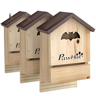 PawHut Lot de 3 Nichoirs Chauve Souris en Bois abri à Chauves-Souris Facile d'accès et de Repos, Facile à Suspendre, 21,5 x 11,5 x 34 cm Effet Bois Naturel
