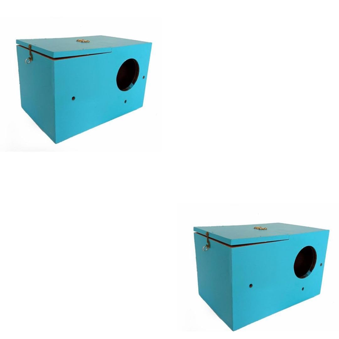 GO7 Bird House Wooden Breeding Box for Love Birds, bajri Bird Java Zebra Bird Breeding Box for Small Birds, Blue Color Pack of 2 (Coco Fiber Free) (B0CBFY6LNF) Amazon Price History, Amazon Price Tracker