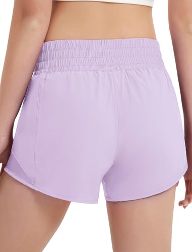 EXARUS Short esportivo para meninas, 6,3 cm/10,2 cm, pista de corrida com bolso com zíper, leve, aca