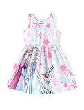 Disney Frozen Toddler Girl Dress Elsa Anna Olaf Character Print Casual Sundress Sleeveless Summer Outfit School Holiday Clothes Pink 4-5T