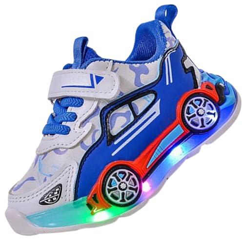 Jasmeko Kids Boys Trainers Toddler Light Up Flashing Shoes Luminous Running Sport Sneaker Xmas (D-Black,7)