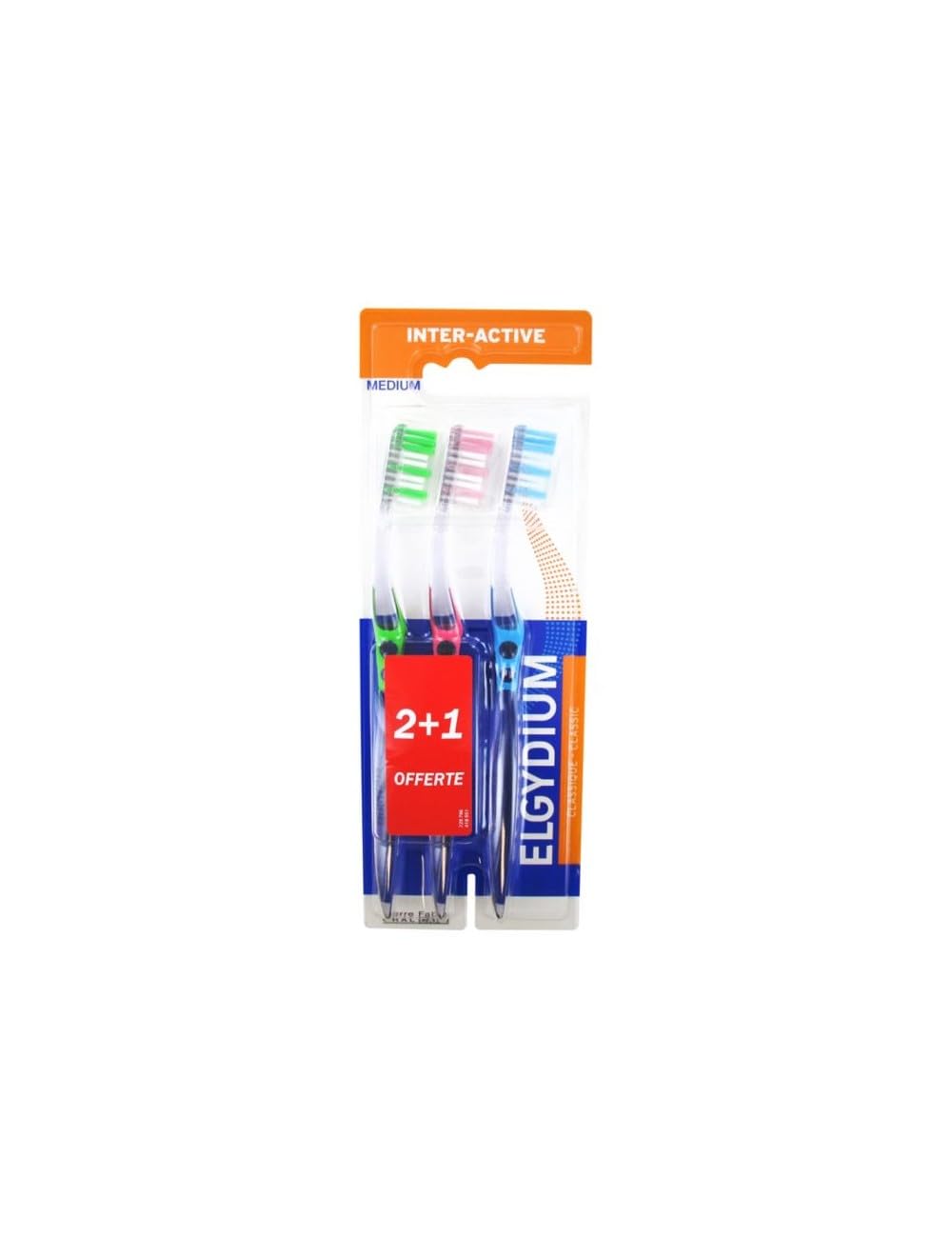Inter-Active Medium Toothbrush 2 Toothbrushes + 1 Free