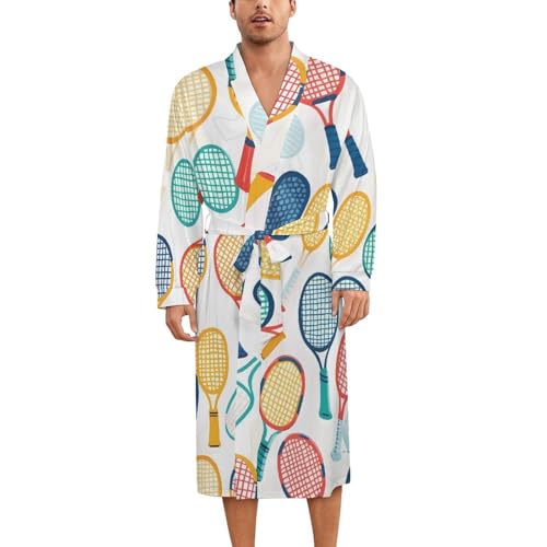 Colorful Pickles Ball Soft Robe Long Sleeve Bathrobes V Neck Sleepwear Spa Robes with Belt Men Woman