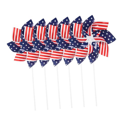 KONTONTY 6Pcs Patriotic Garden Pinwheels Fun Wind Spinners for Decor of July Outdoor Decoration Easy to Install for Patios and Parties Add Whimsical Charm to Your