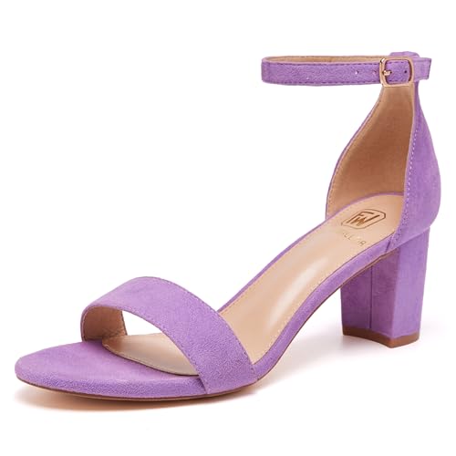 FW FRAN WILLOR Women Open Toe Low Chunky Short Heels Block Heel Sandals