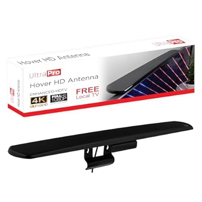 UltraPro Hover Digital TV Antenna Indoor for Smart TV, Long Range HD Local Channels, Easy Mount on Top Design, Supports 4K 1080P HDTV VHF UHF, 360° Reception, 83713