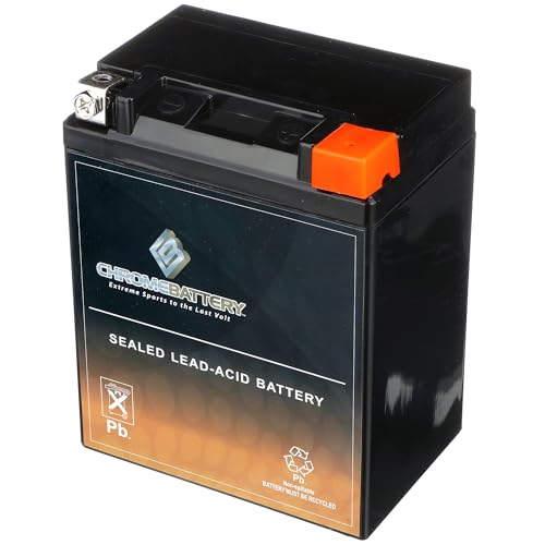 Image of CB CHROMEBATTERY YB14L-A2 12 V 190 CCA AGM - Maintenance-Free 14 Ah Battery for ATV, Motorcycle, Scooter, Snowmobile - T3 Nut & Bolt Terminal - Fits Polaris Sportsman 90, Kawasaki KLX110, Honda Spree