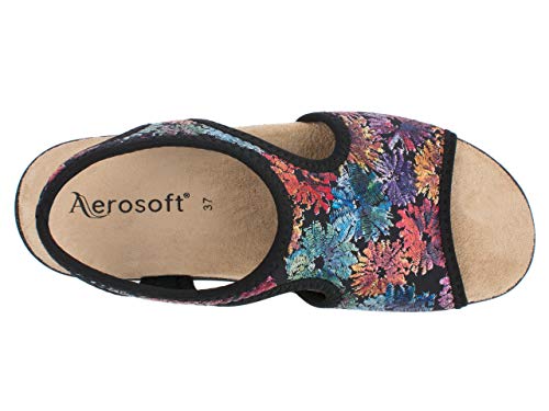 Aerosoft Sandales stretch 05 pour femme, extra légères et élastiques (fleur noire, 42) – vue 4