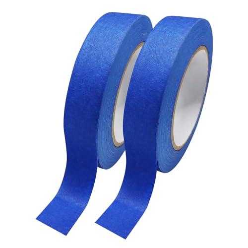 Image of Blue Painters Tape, 0.98 Inch x 55Yards x 2 Rolls Masking Tape, Wall Paint Tape, Painting, DIY Art Supplies, Cutting, Decorating, Edge Treatment Multi Surface Paint Tape
