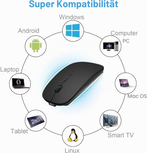AE WISH ANEWISH Bluetooth Maus mit Jiggler fur Mac/iPad/iPhone/PC/Computer, wiederaufladbar geräuschlos Mini Kabellose Maus für… – Ansicht 6
