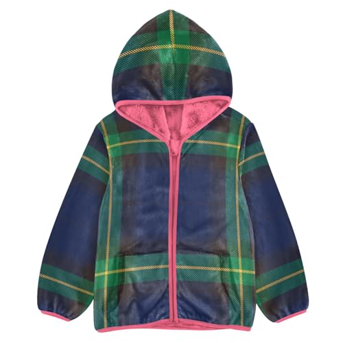 GuoChe Black Green Plaid Baby Boy Sherpa Jacket