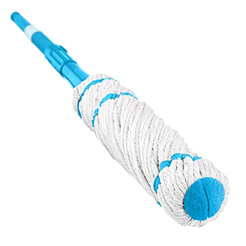 HOMESHOPA Extendable Microfibre Twist Mop with Self Wringing, Long Handle Wet Floor Cleaning for Household Hardwood Vinyl Laminate Tile, Super Absorbent Washable Mop Head