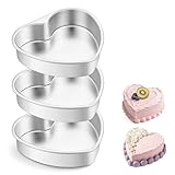 E-Far 8 Inch Heart Cake Pan, 3Pcs Stainless Steel Heart Shaped Cake Mold, Cake Tin Baking Pan For Valentine's Day Anniversaries Wedding, Non-Toxic & Dishwasher Safe