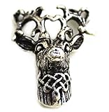 LynnAround Pewter Norse Viking Celtic Buck Deer Head Beard Beads Rings, Dwarven Dreadlock Pirate Medieval Hair Beads, Pagan Jewelry (Regular Bead Ring - Pewter)