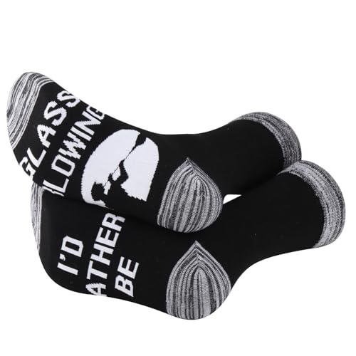 G2TUP 2 Pairs Vintage Glass Blowing Gifts I'd Rather Be Glasscraft Socks Glassware Art Gift Cotton Socks for Artists (US, Alpha, One Size, Regular, Regular, Glass Blowing 2P)