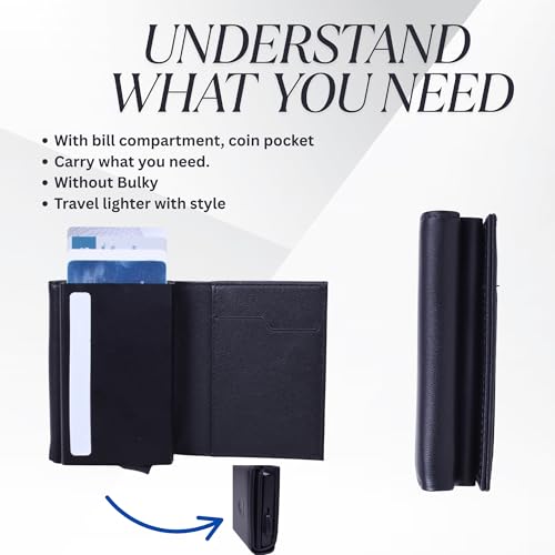 Pop Up Wallet for Men Toggle Style, Premium Leather Trifold with RFID Blocking, Coin Cash Pocket Slim Minimalist Front Pocket EDC Wallet Perfect for Father’s Day, Birthdays, special ocassions4