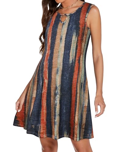 Image of Summer Dresses for Women 2026 Casual Sleeveless Sundress Floral Loose Fit Beach Cover Up with Pocket