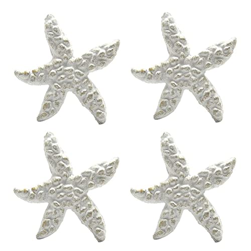 DPOWERFUL Retro Cast Iron Drawer Pulls Handles for Dresser Cupboard Wardrobe Cabinet Kitchen Drawer Handle Beach Ocean Theme Starfish Knobs 4 Pack