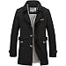 DAVID.ANN Men's Windbreaker Notch Lapel Single Breasted Coat,Black,Large