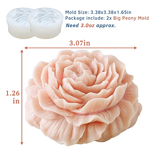2Pcs Peony Flower Silicone Soap Molds 3D Resin Candle Molds Flower Fondant Silicone Mold For Handmade Cake Decoration Cupcake Jelly Candy Chocolate Epoxy Casting Resin Craft #TOP2