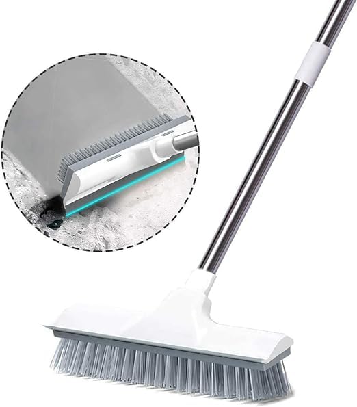 Krupanidhi 2 in 1 Tiles Cleaner Brush with Long Handle and Wiper,Floor Scrub Bathroom Brush (Pack of 1) 3