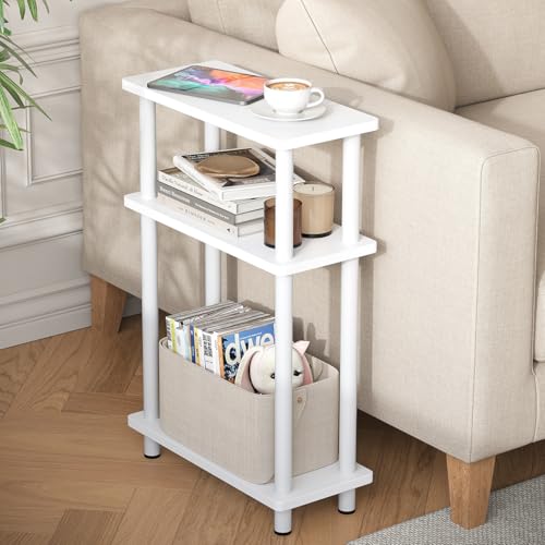 YOUDENOVA Beistelltisch Holz, Beistelltisch Schmal, 40x18x61.5 cm, 3 Tier Kleiner Tisch Für Wohnzimmer, Schlafzimmer, Balkon, Beistelltische Weiss YOUDENOVA Beistelltisch Holz, Beistelltisch Schmal, 40x18x61.5 cm, 3 Tier Kleiner Tisch Für Wohnzimmer, Schlafzimmer, Balkon, Beistelltische Weiss
