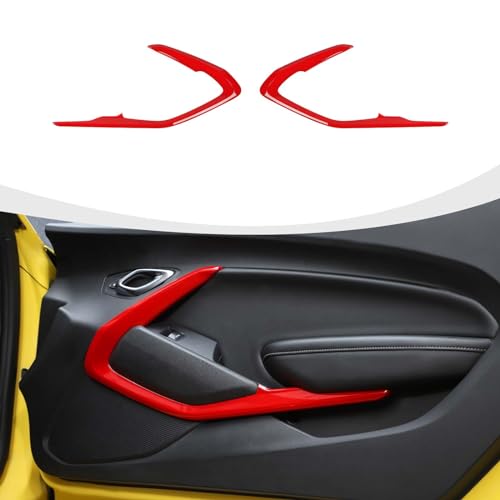 RAZPOY for Camaro Inner Door Panel Trim, Door V Shape Panel Cover Compatible with Chevrolet Camaro 2016-2023, Red by RAZPOY - Used condition - US$53.87