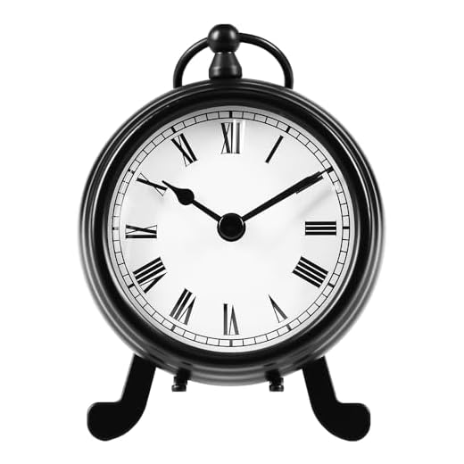 BESTIME AM-07 Black Metal Desk Clock.Small and Exquisite,Easy Read White Dial Black Numerals,Indoor,Elegant,Classy Style,Office,Living,Kitchen,Bedroom,Children's Room.
