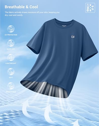 Image of G Gradual Men's Sun Protection Swim Shirt UPF 50+ Rash Guard Short Sleeve Quick Dry Water Hiking Workout Shirts for Men