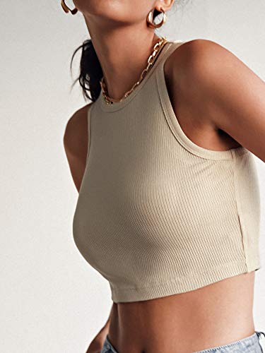 MakeMeChic Women's Solid Round Neck Crop Tank Top - Image 4