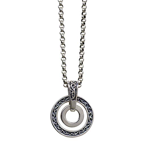 Collier cercles infinis homme pendentif totem vintage retro chaîne perles longue 27,5 pouces