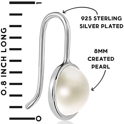 Pearl Earrings For Women - Dainty Earrings For Women, Simple Silver Dangle Earring, 925 Sterling Silver Plated Pearl Dangle Earrings, White Pearl Earrings, Drop Pearl Earrings, Faux Pearl Dangles #TOP3