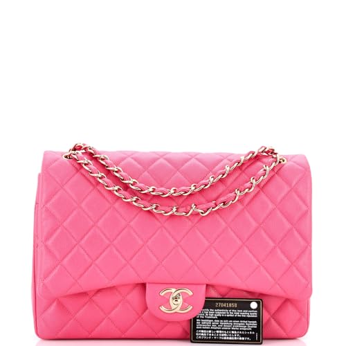 Pre-Loved Classic Double Flap Bag Quilted Caviar Jumbo, Pink2